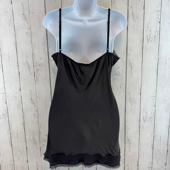 Ottod'Ame Black/Grey Silk Blend Italy Distressed Trim Mini Slip Dress Size 12 - Picture 2 of 16